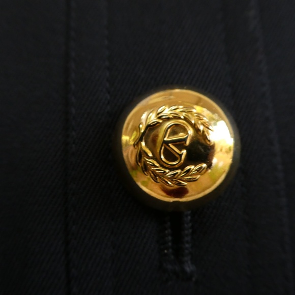 Valentino MissV Navy Wool Dress Button Front Lined Professional Gold Logo Button - Picture 6 of 8